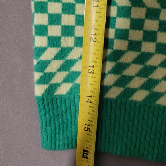 FULL TILT Wavy Checkerboard Womens Vest Size XS Green Pastel Yellow Y2K Punk - Picture 5 of 9